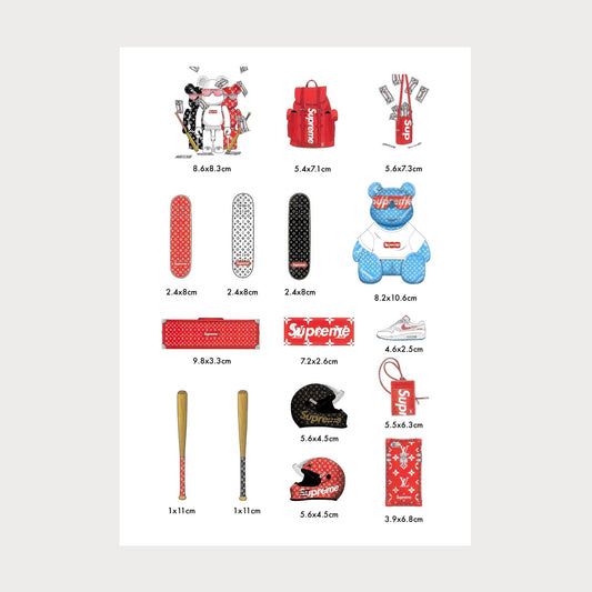 Lot de 16 Stickers SUPREME Vinyle Premium Waterproof