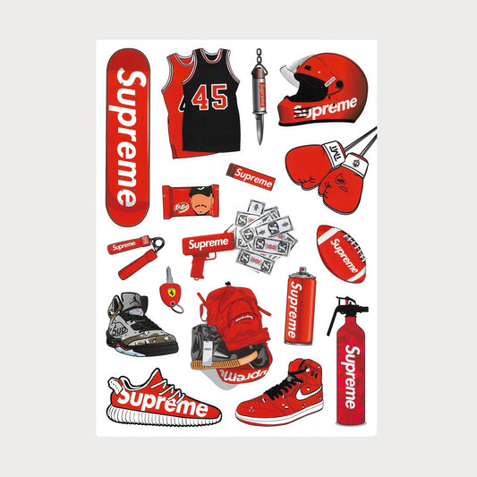 Lot de 17 Stickers SUPREME Vinyle Premium Waterproof