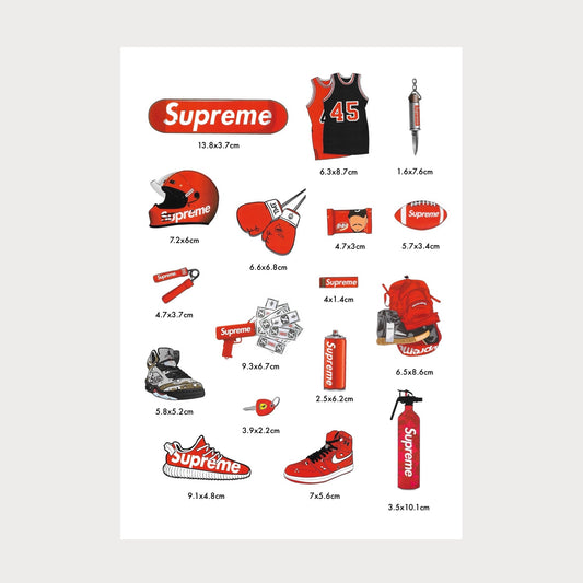 Lot de 17 Stickers SUPREME Vinyle Premium Waterproof